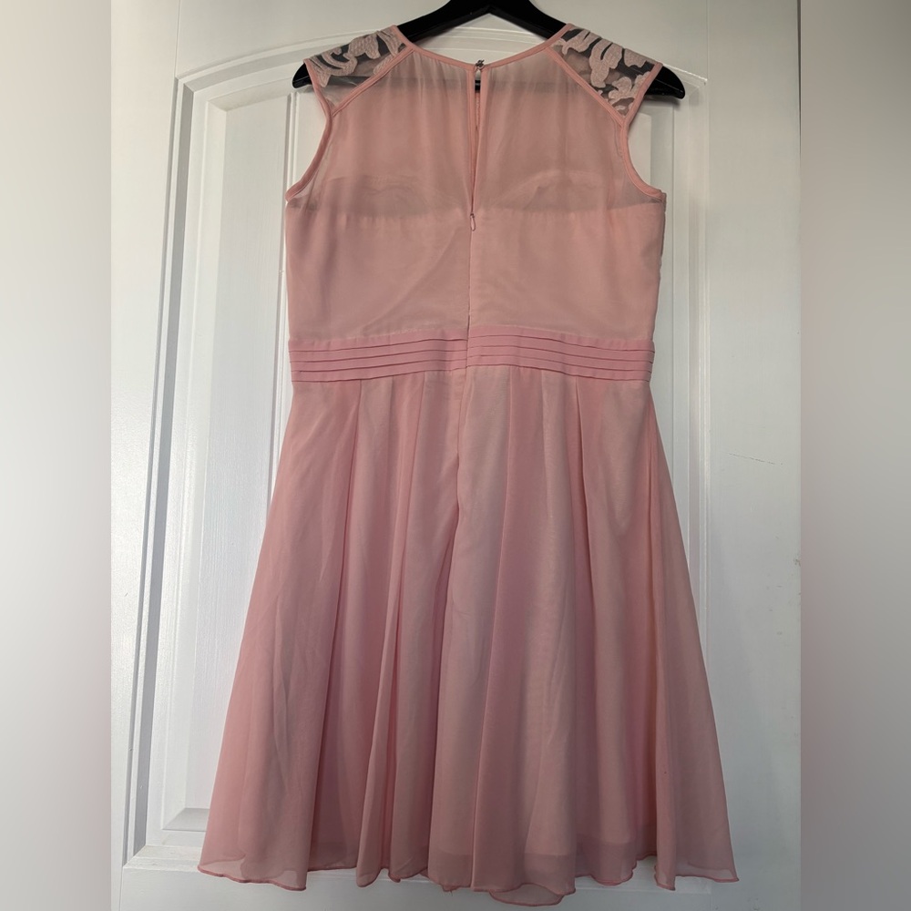 Women’s Little Mistress of London Blush Pink Floral Detail Chiffon Dress Size 8 - Picture 5 of 12